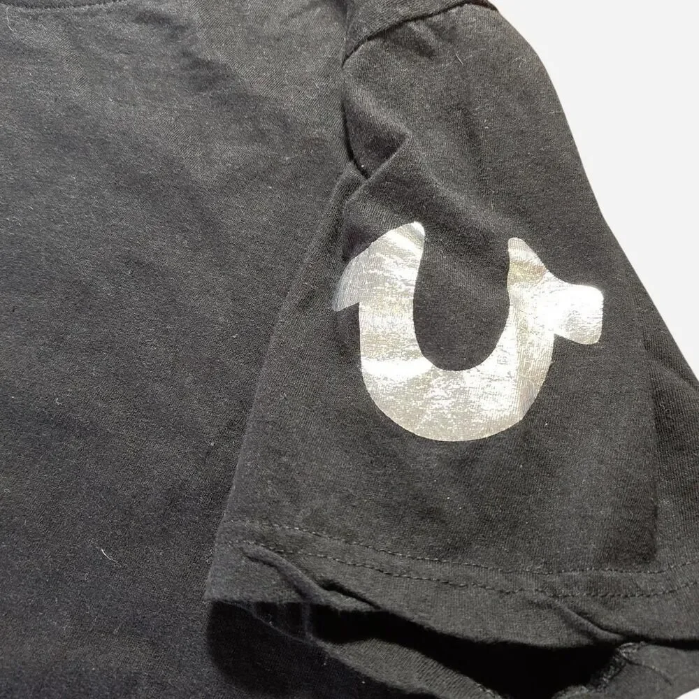 True Religion black cotton t-shirt with silver logo Size M